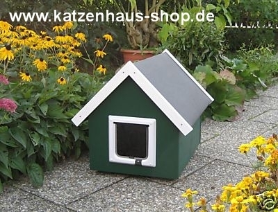 Katzenhaus "Spitzdach", Farbe moosgrün