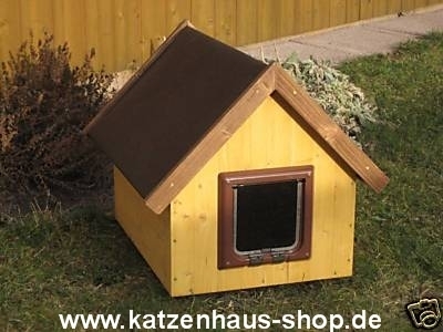 Katzenhaus "Spitzdach", Farbe kiefer